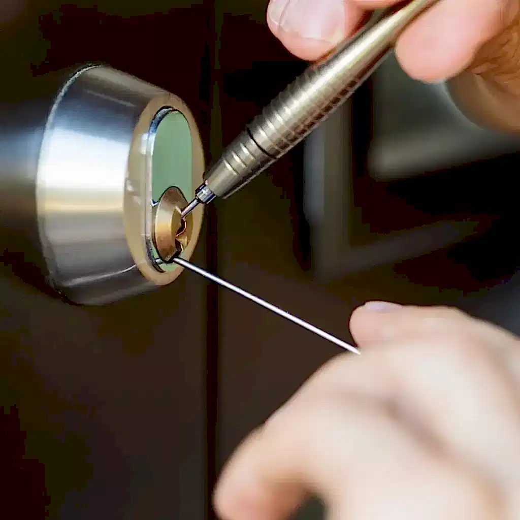Emergency lockout locksmith opening a home door in East Las Vegas